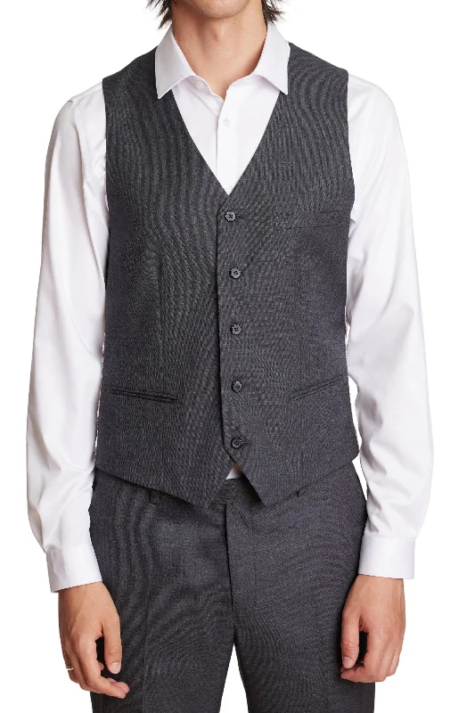 Modern Fit - Eaton 5 Button Vest - Charcoal Shark