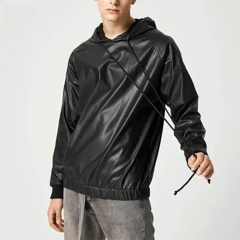 mens-faux-leather-hoodie