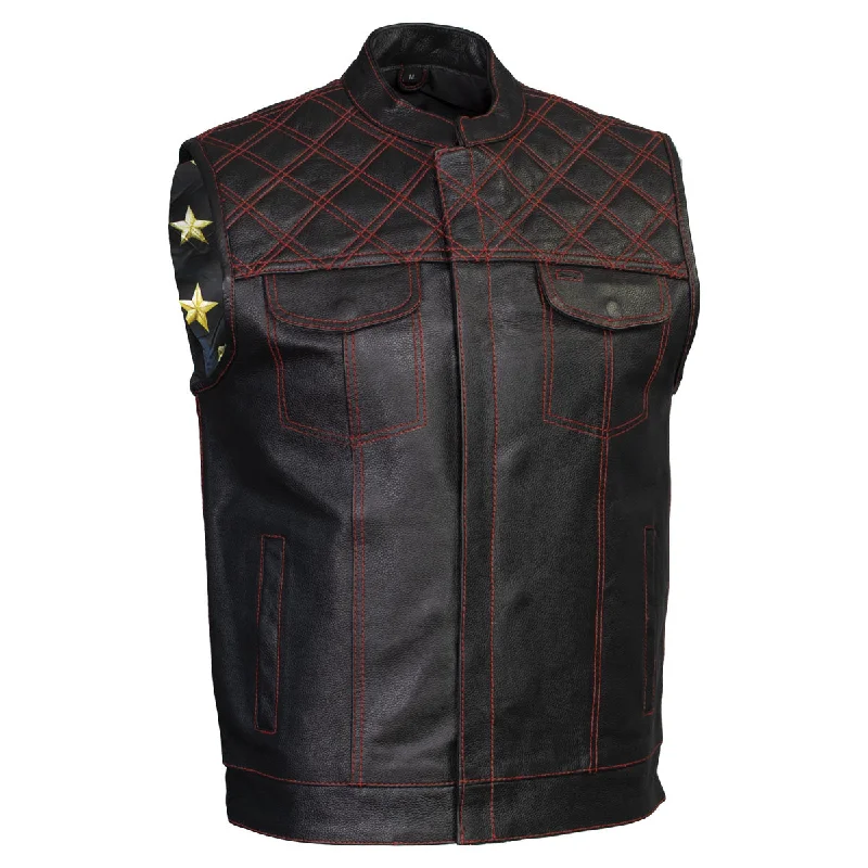 xelement-gold-series-xs13002-mens-stars-and-stripes-black-leather-mc-vest-with-usa-flag-liner