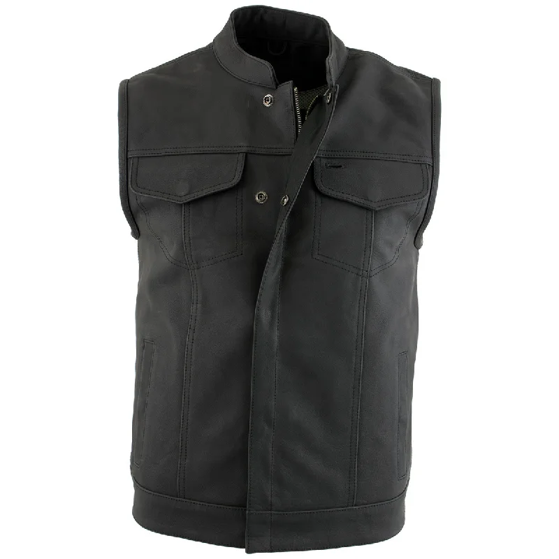 xelement-xs13001-barrage-mens-flat-black-club-leather-vest-with-dual-closure-1