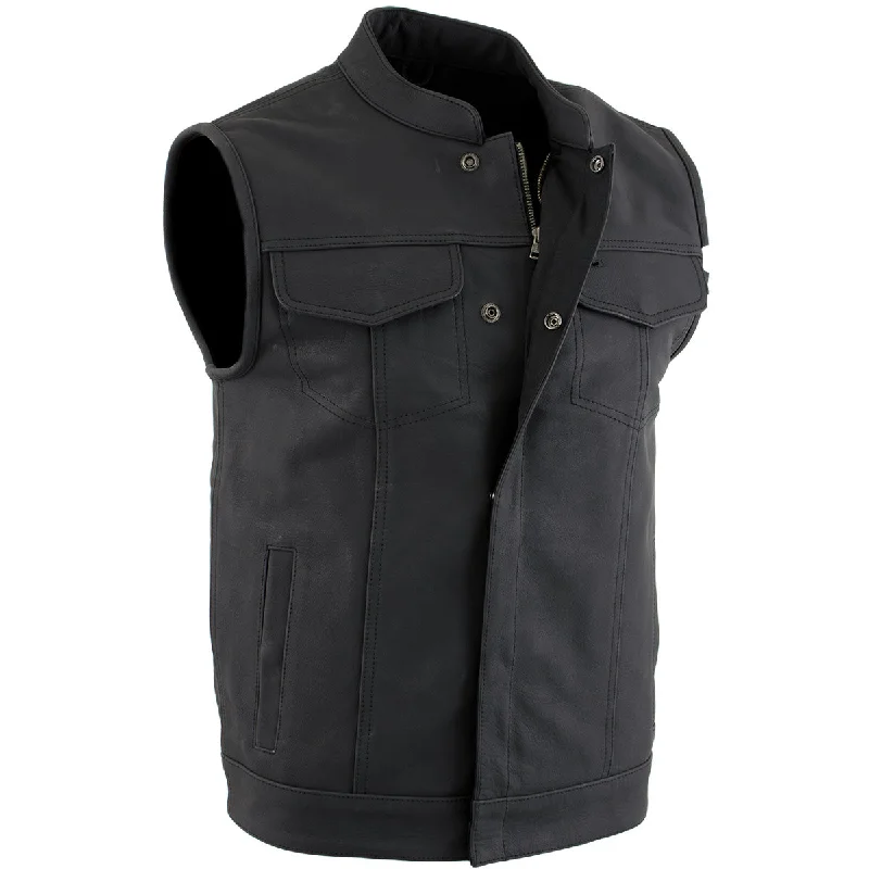 xelement-xs13001-barrage-mens-flat-black-club-leather-vest-with-dual-closure-1