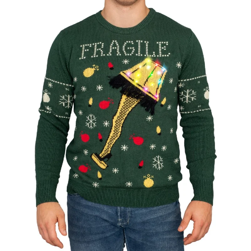 A Christmas Story Fragile Leg Lamp Light Up (LED Lighting) Ugly Christmas Sweater