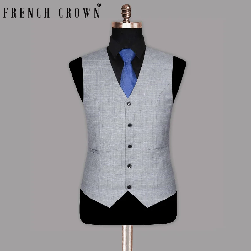 Aluminum Grey with Subtle Purple Checked Waistcoat