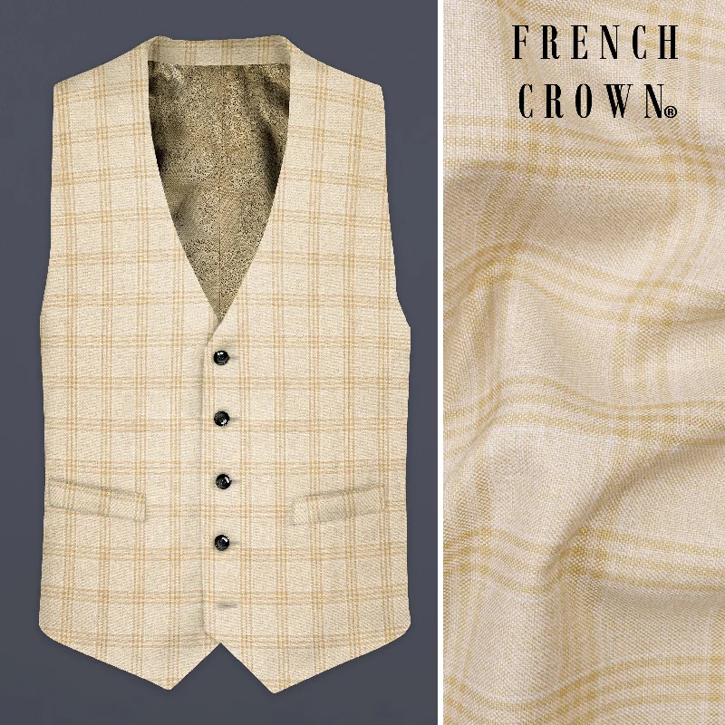 Bizarre Cream Windowpane Waistcoat