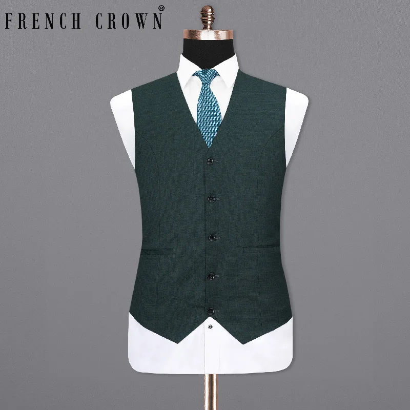 Cape Cod Green Subtle Plaid Waistcoat