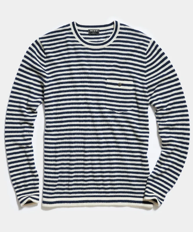 Cashmere Pocket Tee in Navy Stripe