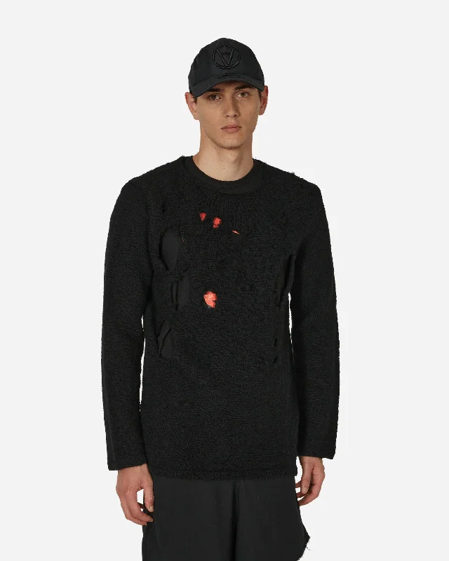 Distressed Crewneck Sweater Black