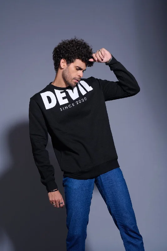 Devil Since 2020 Printed Black Sweatshirt for Men