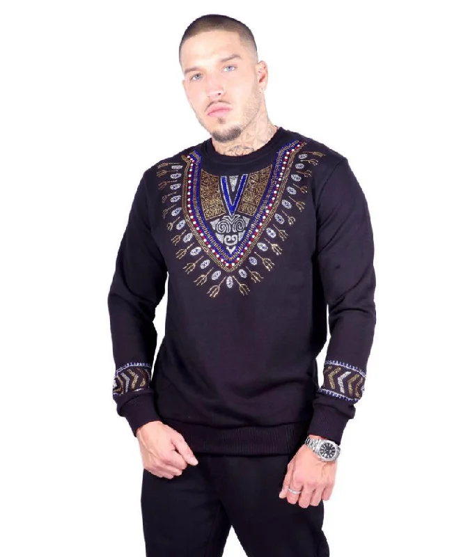 George V Paris Pattern Crewneck (Black/Multi)