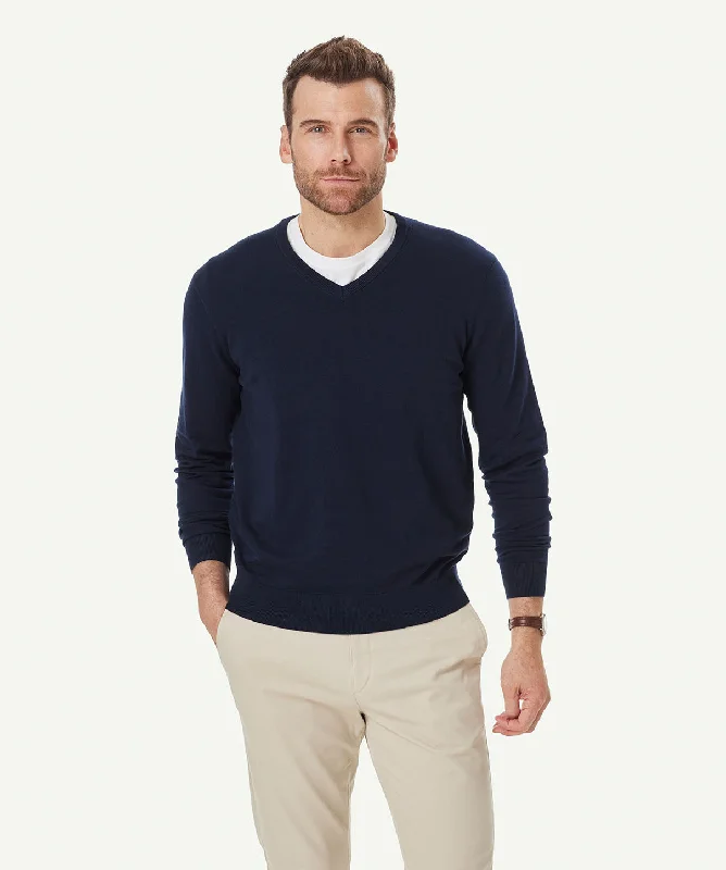 High Flex V Neck Knit - Navy