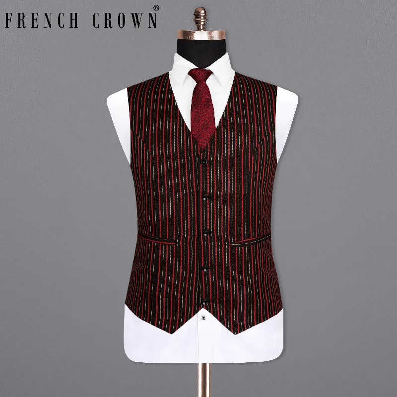 Jade Black Striped Wool Rich Waistcoat