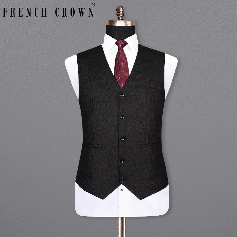 Jade Black Wool Rich Waistcoat