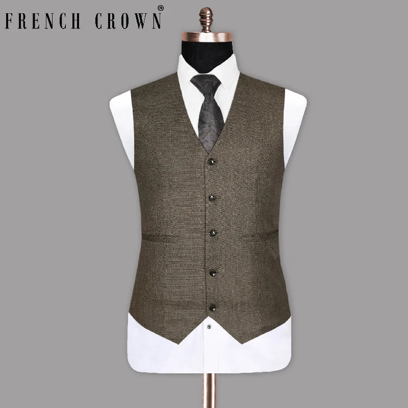 Kilimanjaro Brown subtle Plaid Waistcoat