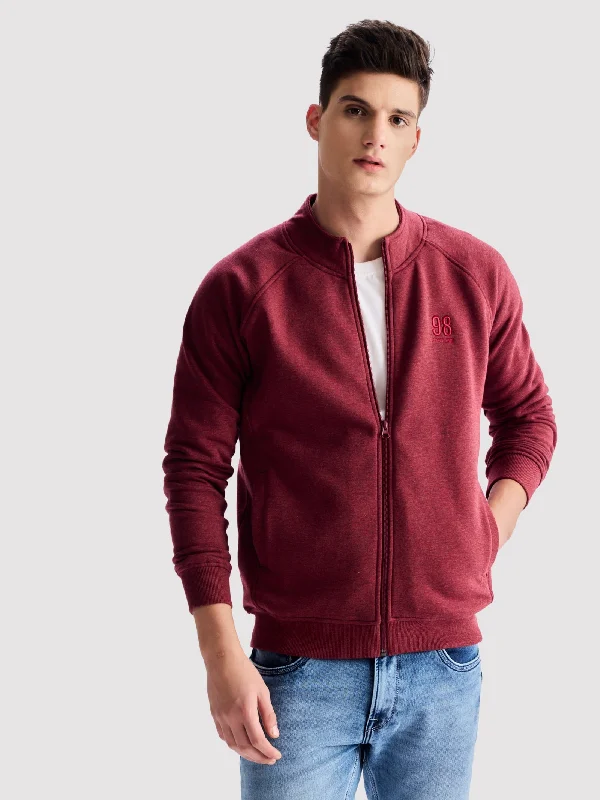 Maroon Fleece High Neck Sweatshirt