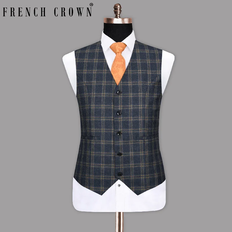 Martinique Blue with Driftwood Brown Windowpane Waistcoat