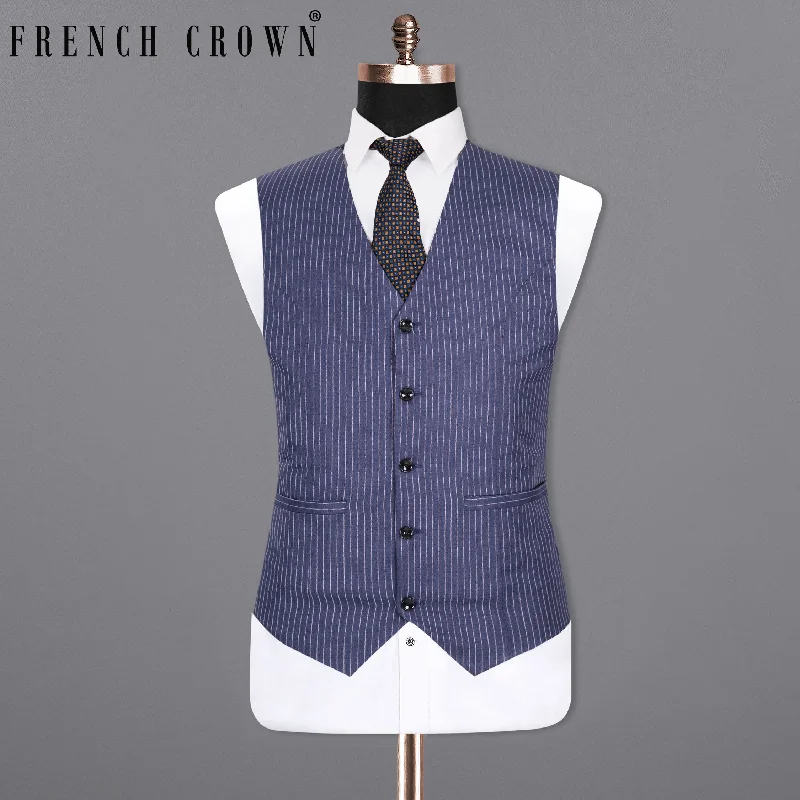 Martinique Blue with Prelude Striped Premium Cotton Waistcoat