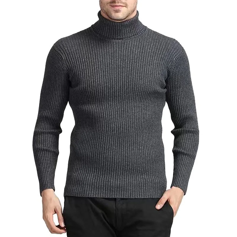 Men'S Casual Solid Color Turtleneck Sweater 41559894Y