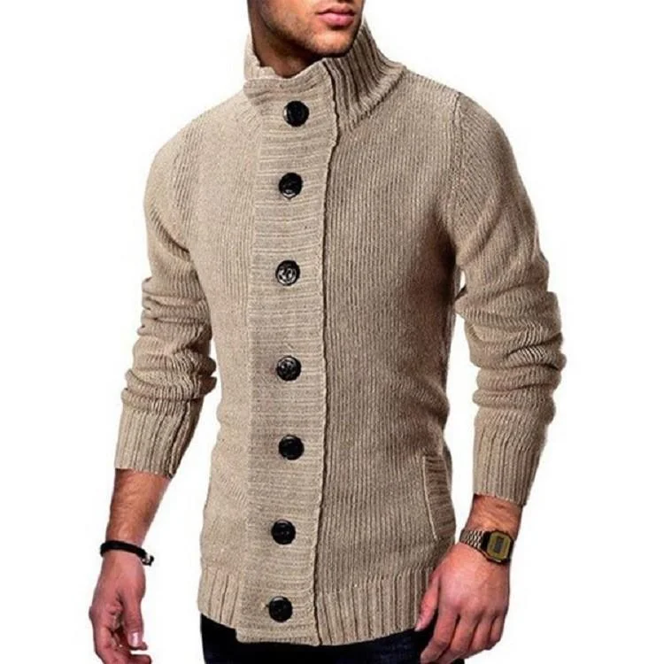 Men's Casual Stand Collar Single Breasted Knit Cardigan 67169967M