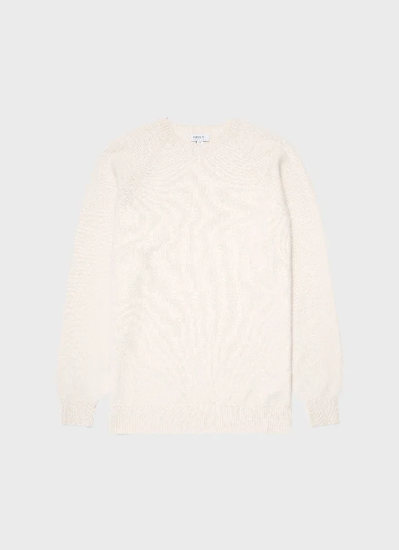 Men's Lambswool Crew Neck Jumper in Ecru