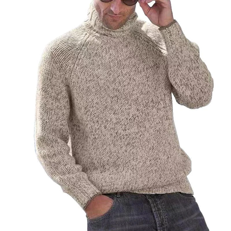 Men's Turtleneck Pullover Solid Color Sweater 10272892X