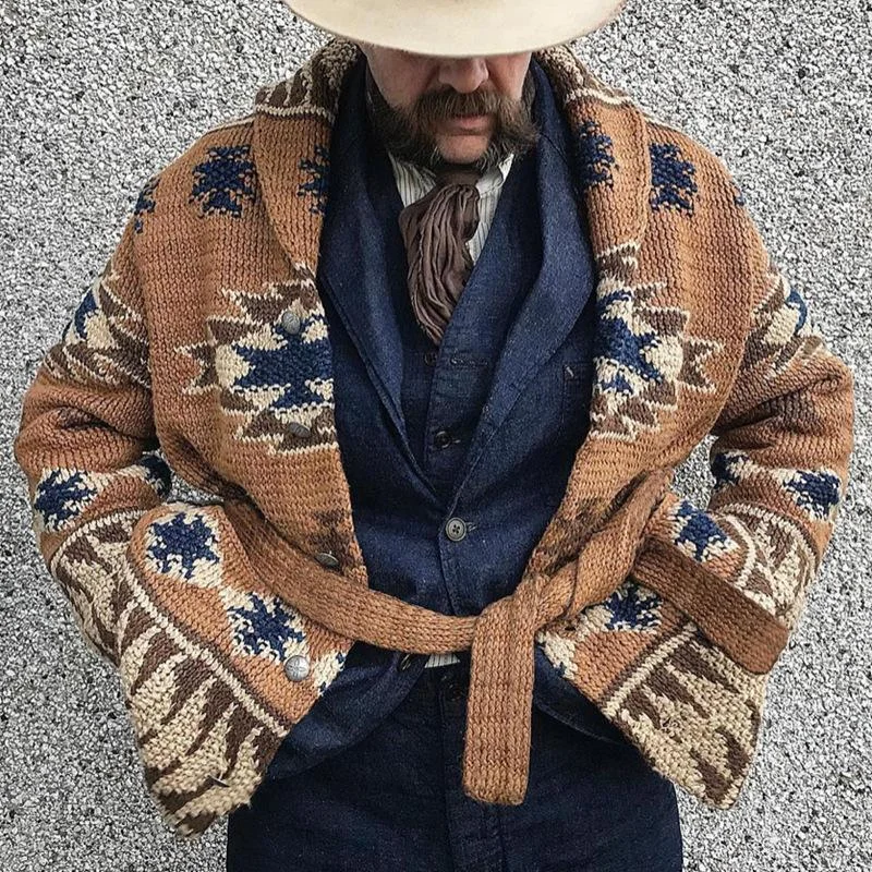 mens-vintage-lapel-thick-jacquard-belt-knitted-cardigan-54906694m