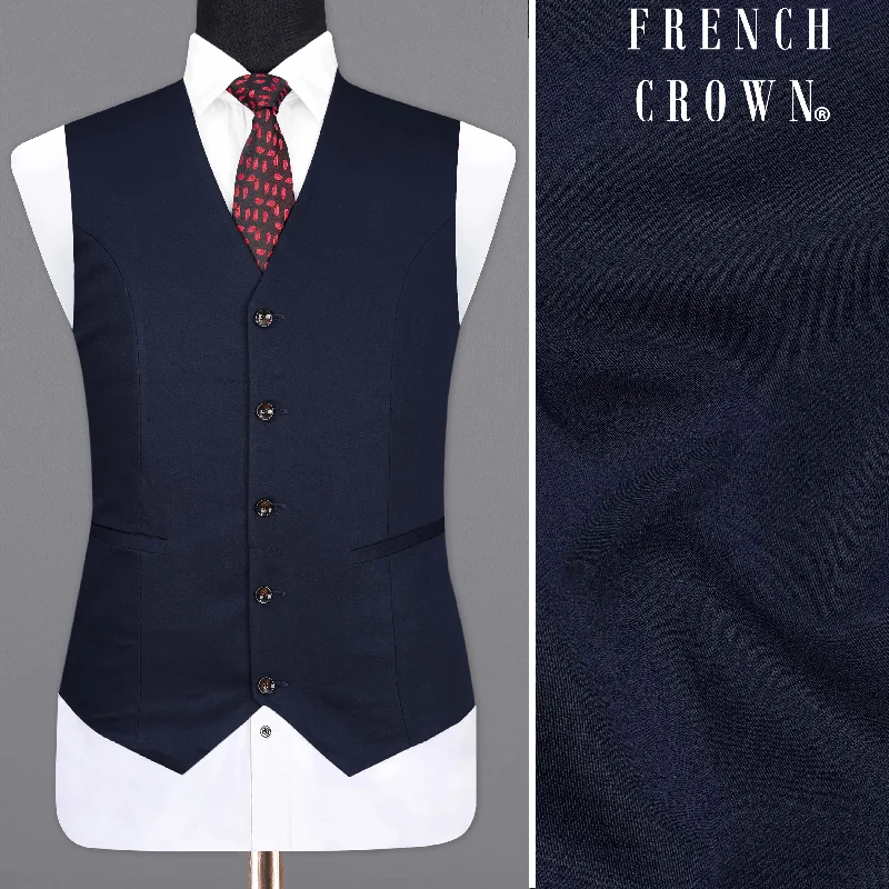 Midnight Blue Textured Waistcoat