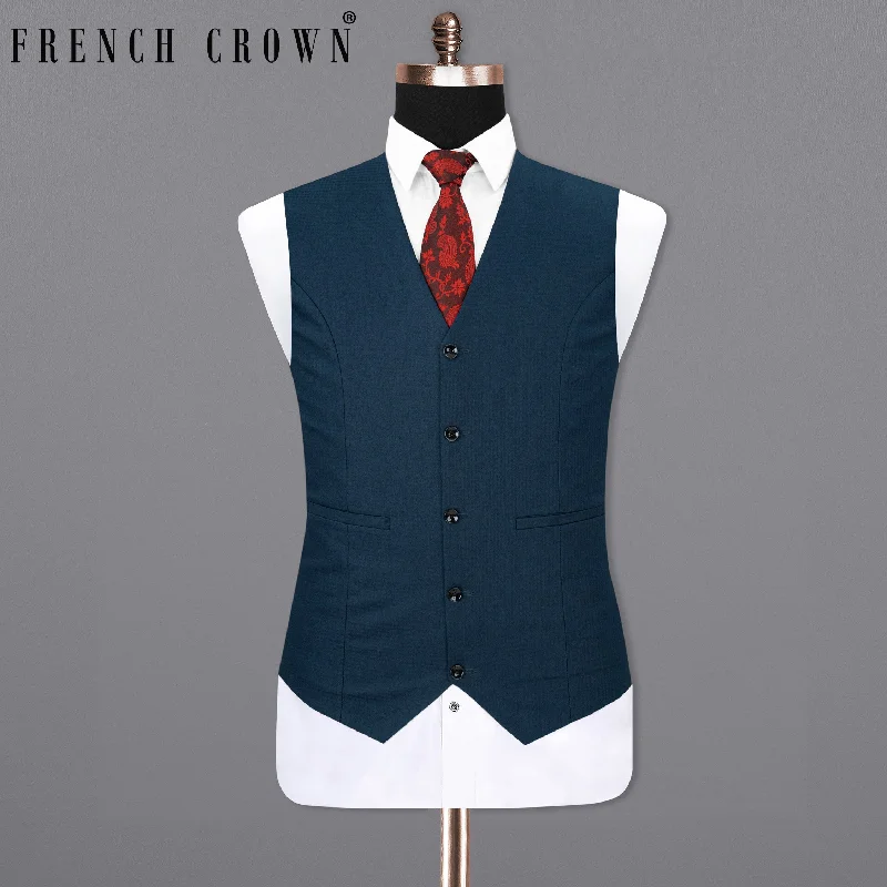 Mirage Blue Checkered Waistcoat