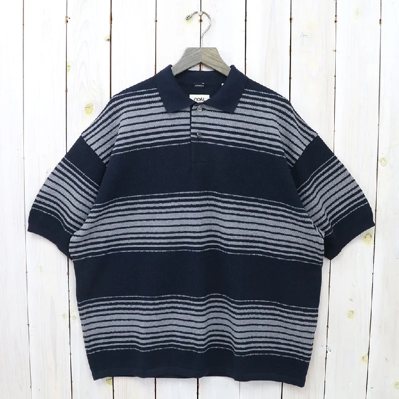 nanamica『Stripe Polo Sweater』(Navy)