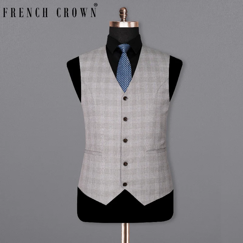 Nobel Grey Subtle Plaid Wool Rich Waistcoat