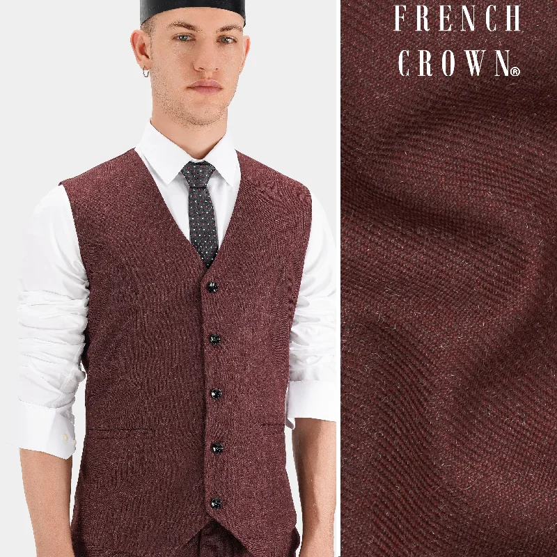 Noir Maroon Tweed Waistcoat