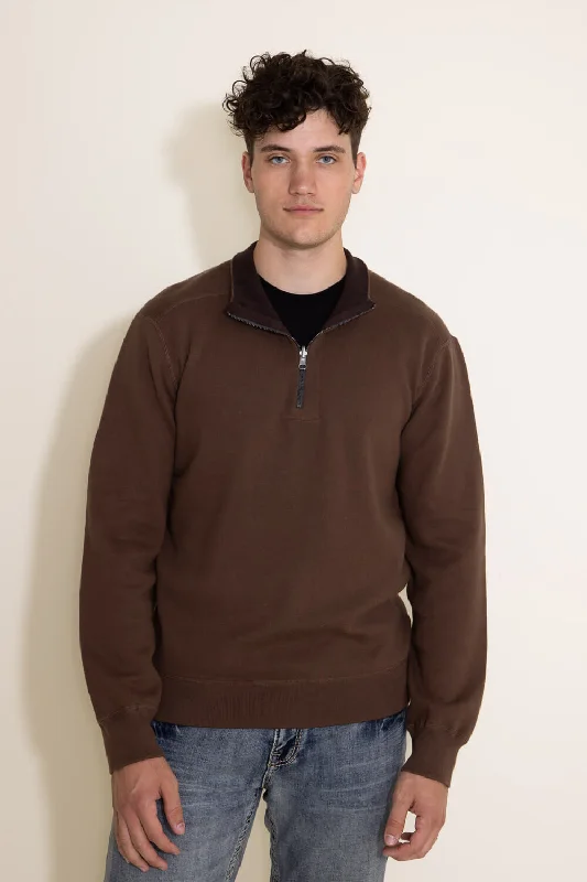 North River Zip Neck Reversible Sweater for Men in Brown | NRM9011-EARTH