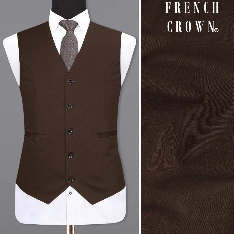 Oil Brown Belt Closure Waistcoat