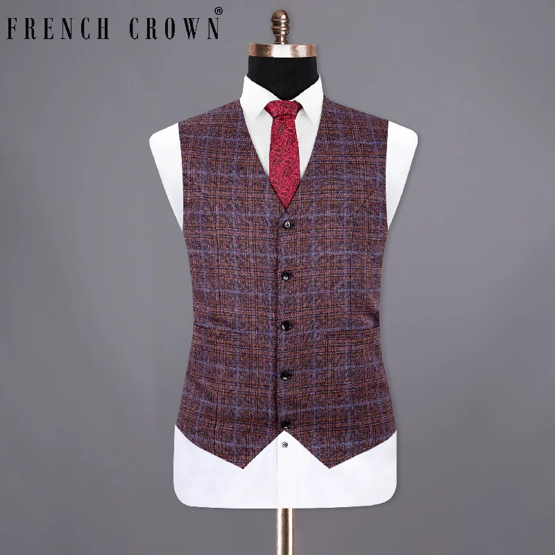 Old Copper Colorful Plaid Wool Rich Waistcoat