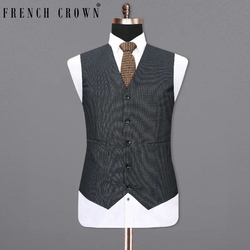 Outer Space Gray Textured Waistcoat