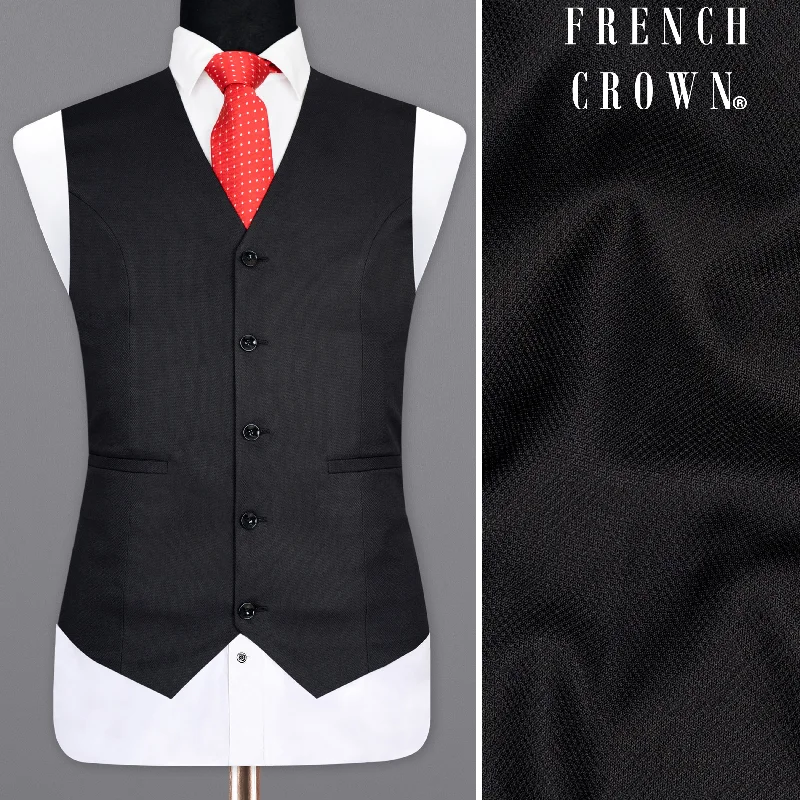 Piano Black Wool Rich Waistcoat