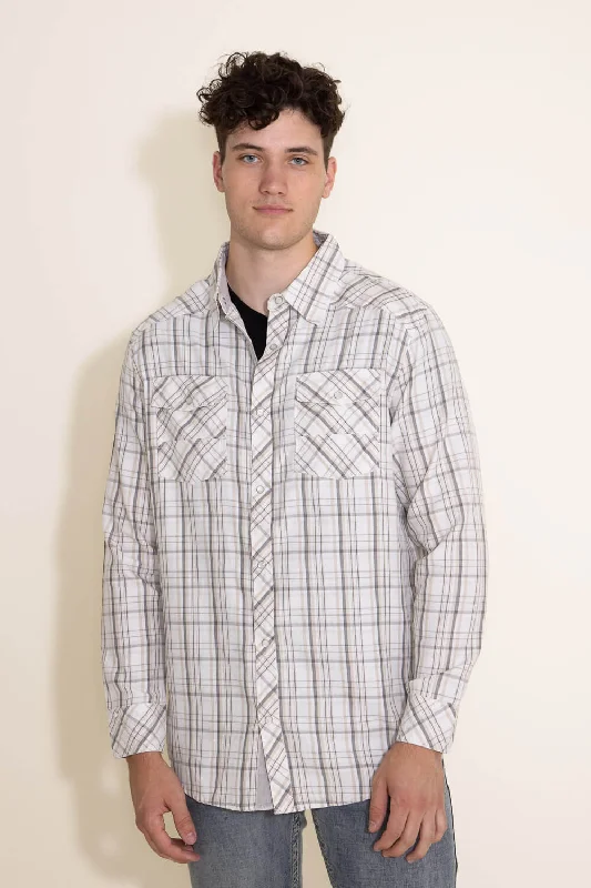 Western Woven Plaid Shirt for Men in Off White | RW37-DF31-OWHT