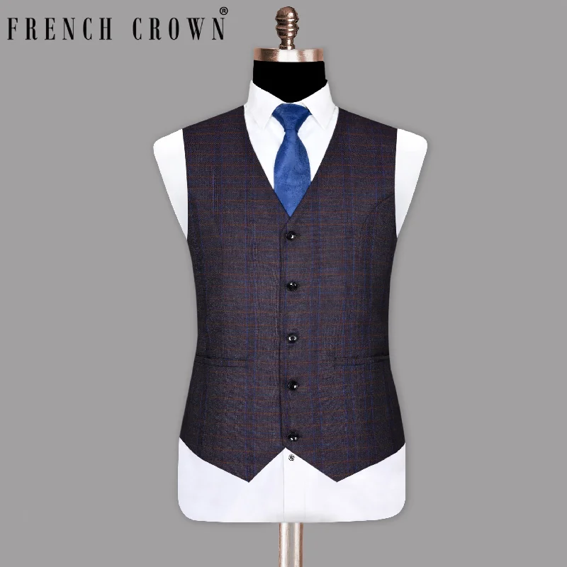 Rosewood Plaid Wool Blend Tweed Waistcoat