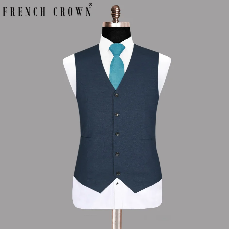 Royal Blue Subtle Checked Premium Cotton Waistcoat