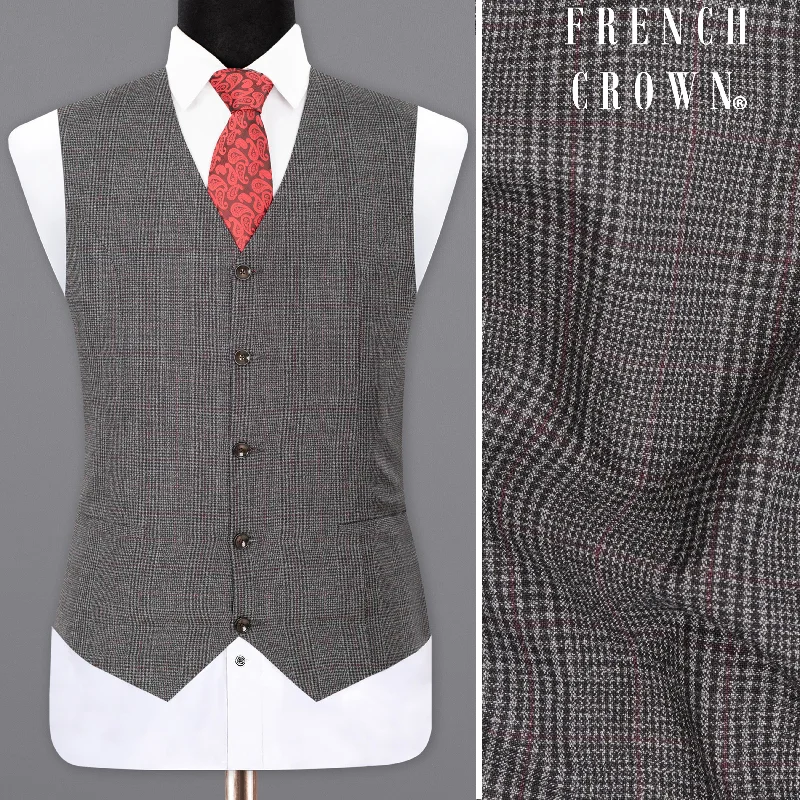 Scorpion Grey Subtle Plaid Wool Rich Waistcoat