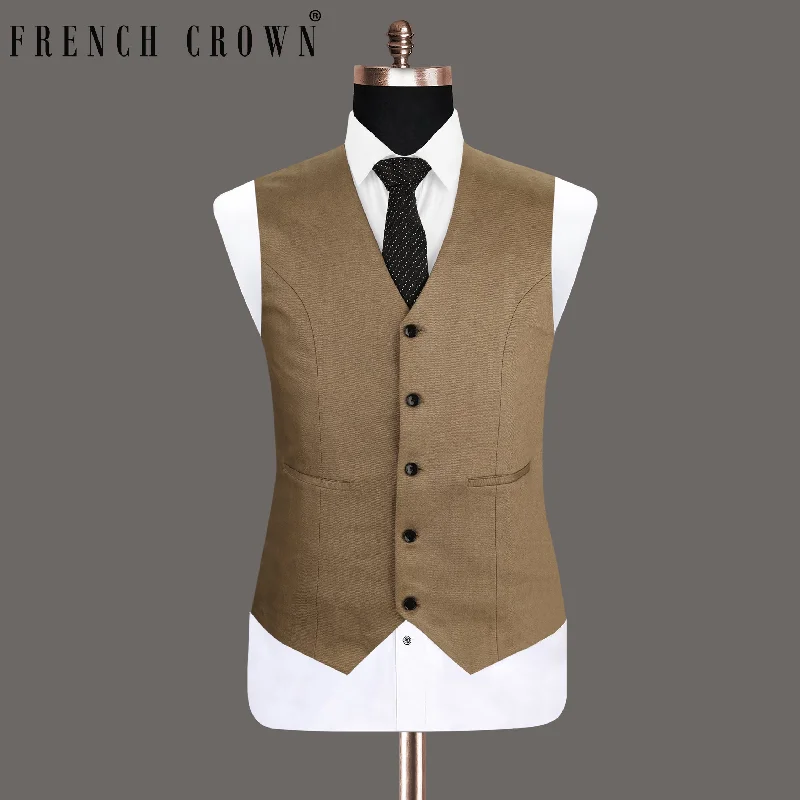 Shadow Brown Premium Cotton Solid Waistcoat