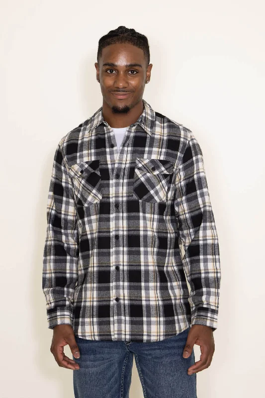 Plaid Flannel Shirt for Men in Black | TJ8281-GL-BLACK