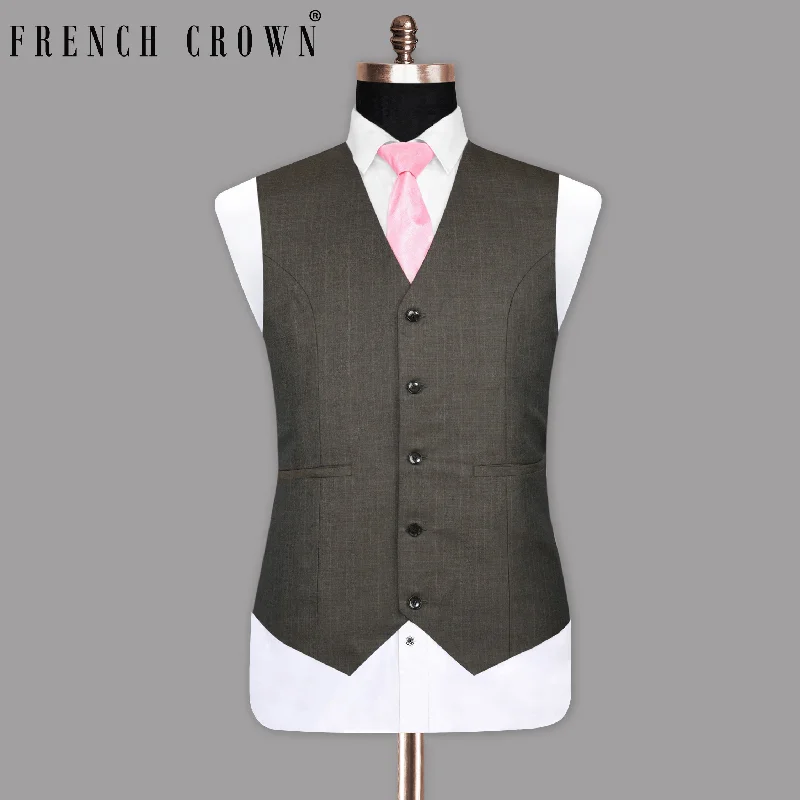 Tundora Brown Subtle Checked Waistcoat