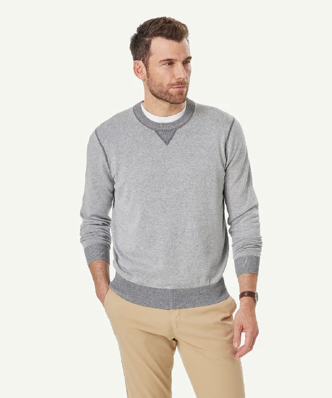 Two Tone Crew Knit - Grey Marle