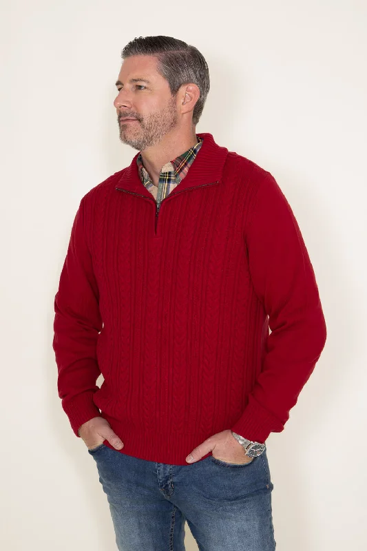 weatherproof-vintage-cable-knit-quarter-zip-sweater-for-men-in-red-f2340414gk-dkred