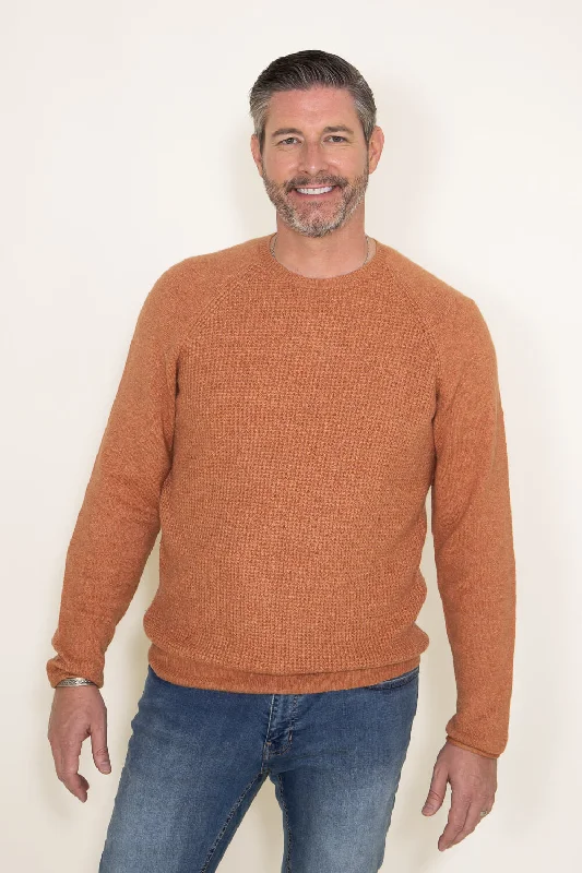 Weatherproof Vintage Waffle Crewneck Raglan Sweater for Men in Orange | F2340346GK-ALLSPICE