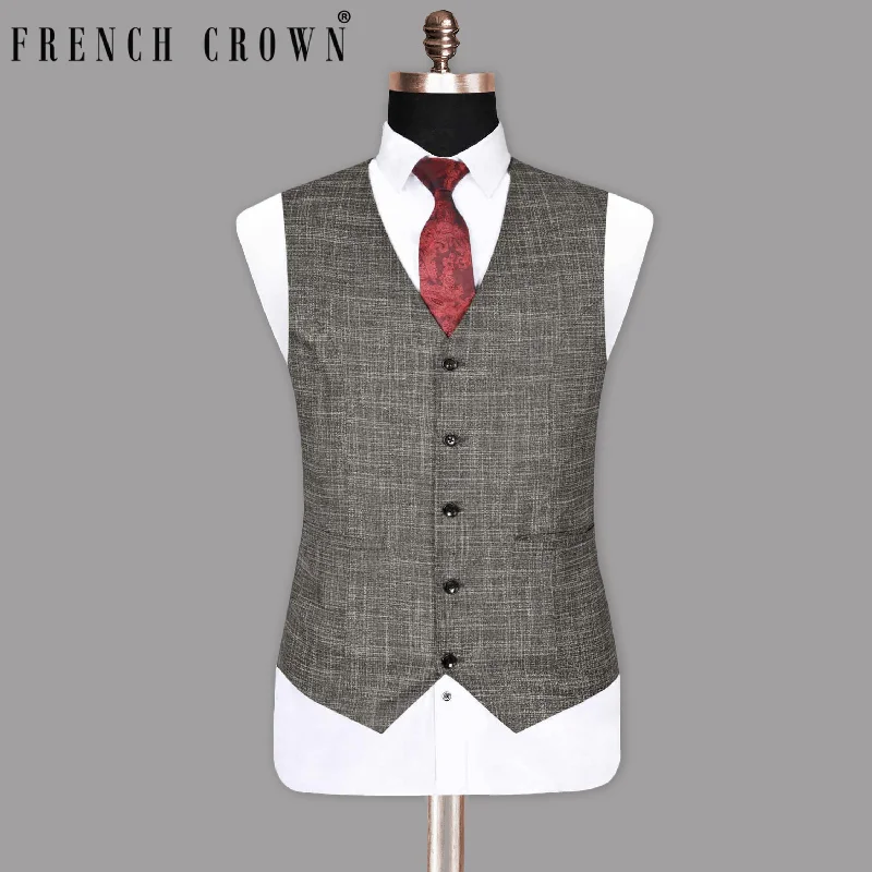 Wood Brown Mélange Wool Blend  Waistcoat