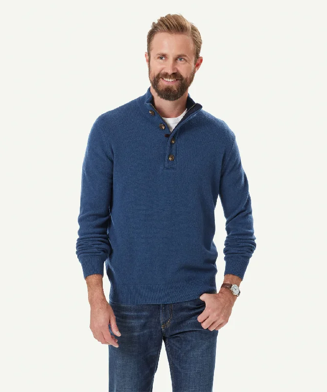 Wool Blend Half Zip - Denim