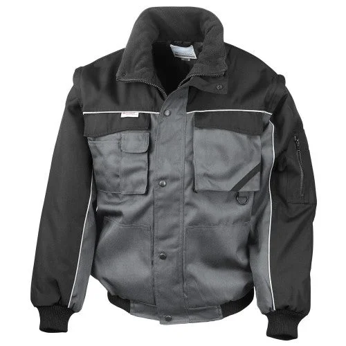 WORK-GUARD by Result Mens Heavy Duty Zip-off Sleeves Pilot Jacket