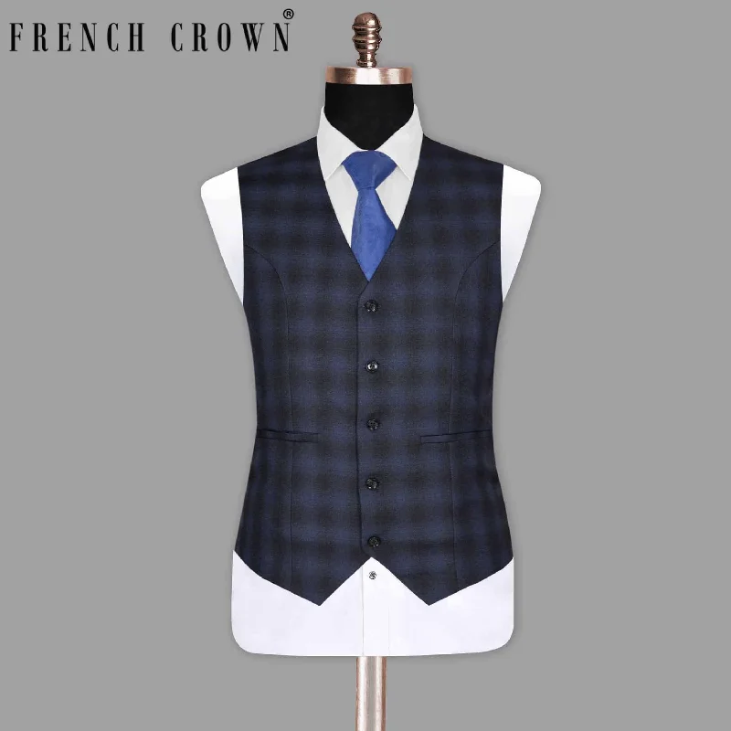 Zodiac Blue Plaid Wool Waistcoat