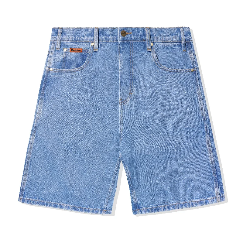 Baggy Denim Shorts, Washed Indigo  